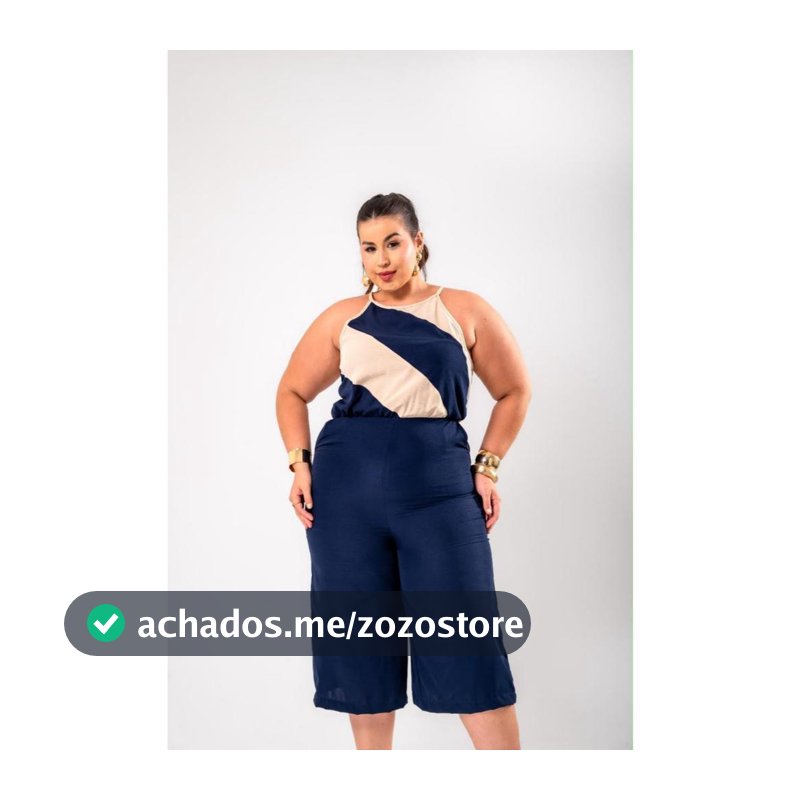 Macacão Feminino Plus Size Duo Color Pantacourt Elegante em Alfaiataria