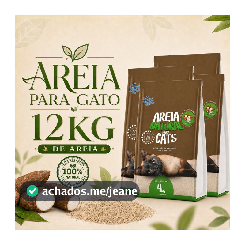 Areia Mandioca Para Gato 12kg