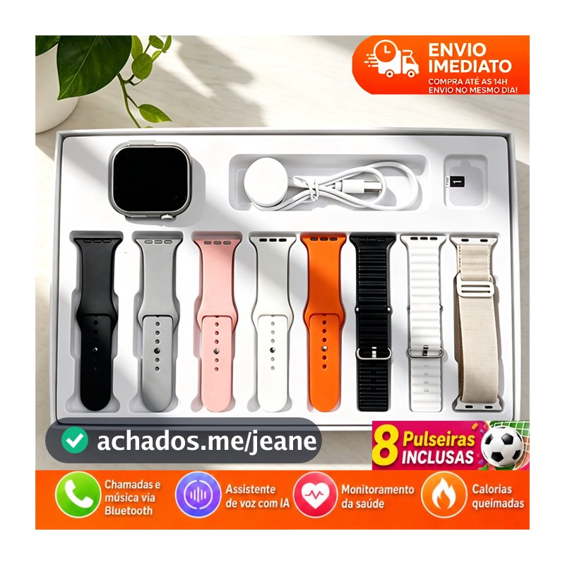 Relógio Inteligente Novo 2026 Kit 8 em 1 Diversos Modos Esportivos Resistência IP67 Entrega no Dia Seguinte de São Paulo