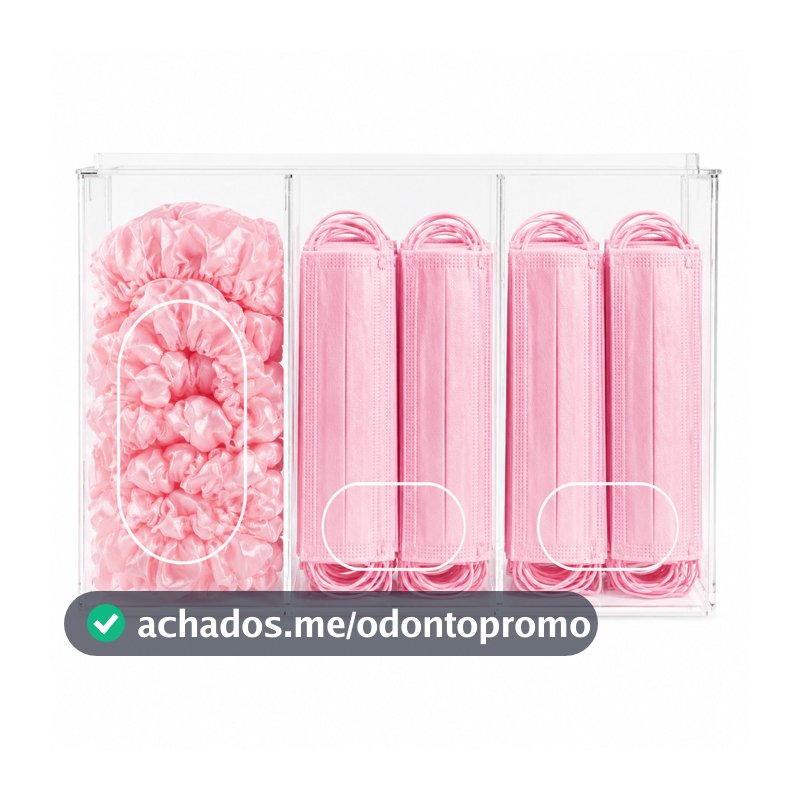 Organizador Touca Máscaras de Acrílico Triplo Porta Parede Banheiro, Clínica, Salão e Consultório