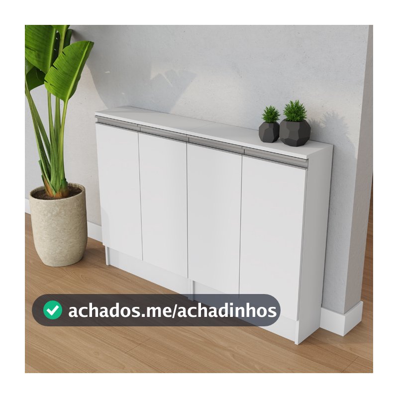 Despensa Balcão Estreito Compacto Multiuso MDF Nicho Aparador Mini Dispensa Entregue Montado Branco
