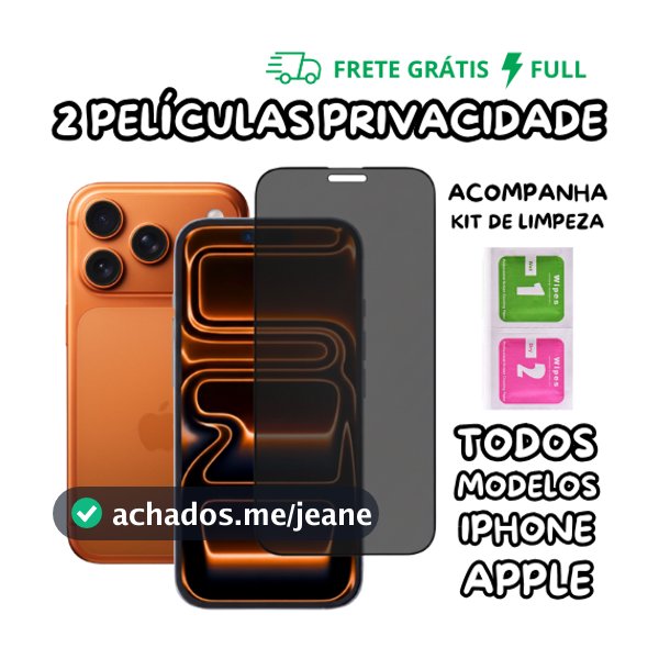 2 PELÍCULAS DE PRIVACIDADE DE VIDRO 3D PARA IPHONE TODOS MODELOS IOS XR 11 12 13 14 15 16 PRO MAX