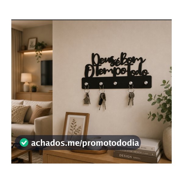 Porta Chaves Decorativo em MDF Preto 3mm - com dupla face