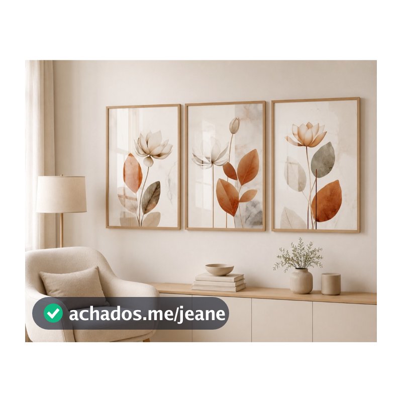Quadro Decorativo Flores Tons Nude Pastéis Moldura e Vidro Sala Quarto Corredor
