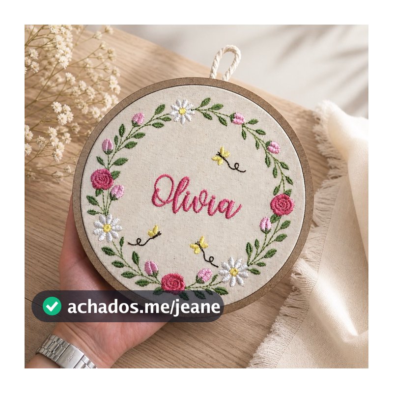 porta maternidade bastidor bordado personalizado com nome quarto de bebê infantil