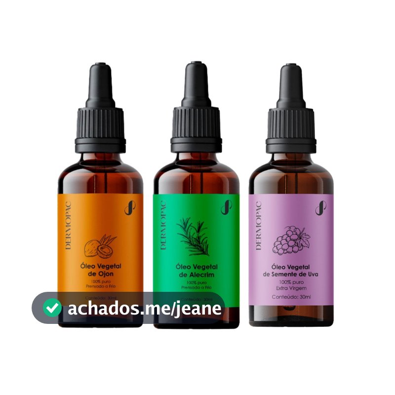 Super Kit Óleo Vegetal Ojon, Alecrim e Semente de Uva Capilar 30ml 100% Puro Dermopac