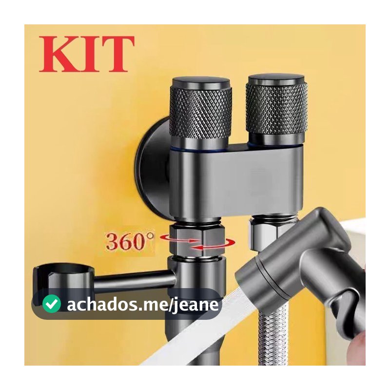 KIT BANHEIRO Ducha Higiênica Duas Saídas De 1/2 Mm Com Registro Conjunto De Pulverizador