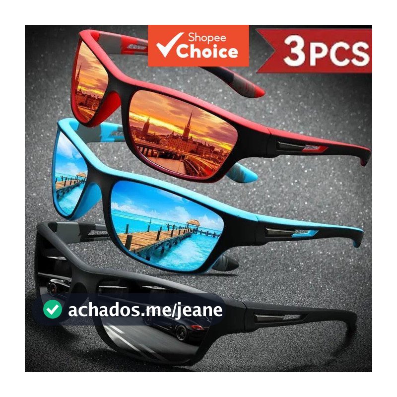 3 óculos de sol esportivos unissex – lentes coloridas à prova de vento para ciclismo, trilha e atividades ao ar livre