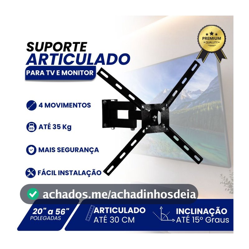 Suporte Articulado Para TV 20 a 56 Polegadas Parede Universal Smart TV LED LCD 4K 4 Movimentos QS30