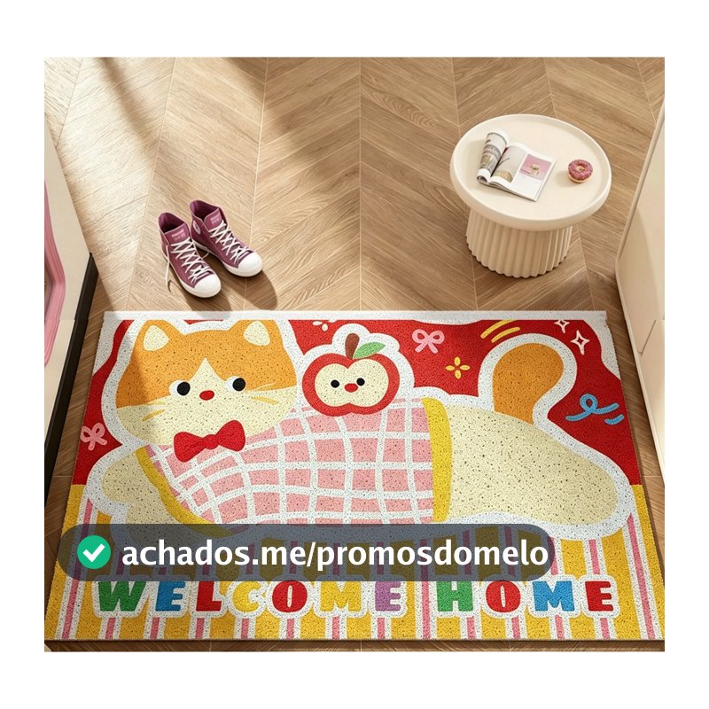 Tapete de Porta Cartoon PVC Antiderrapante Resistente à Sujeira Capacho para Entrada 40x60cm