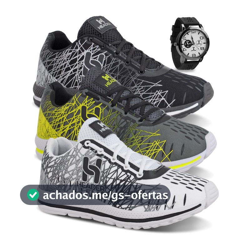 Kit 3 Tênis Masculino Header Spider Esportivo Mais Vendido Promoção + Relógio