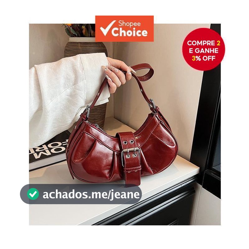 Bolsa feminina estilo retrô Maillard, pequena, estilo Y2K, de couro vintage, vermelha