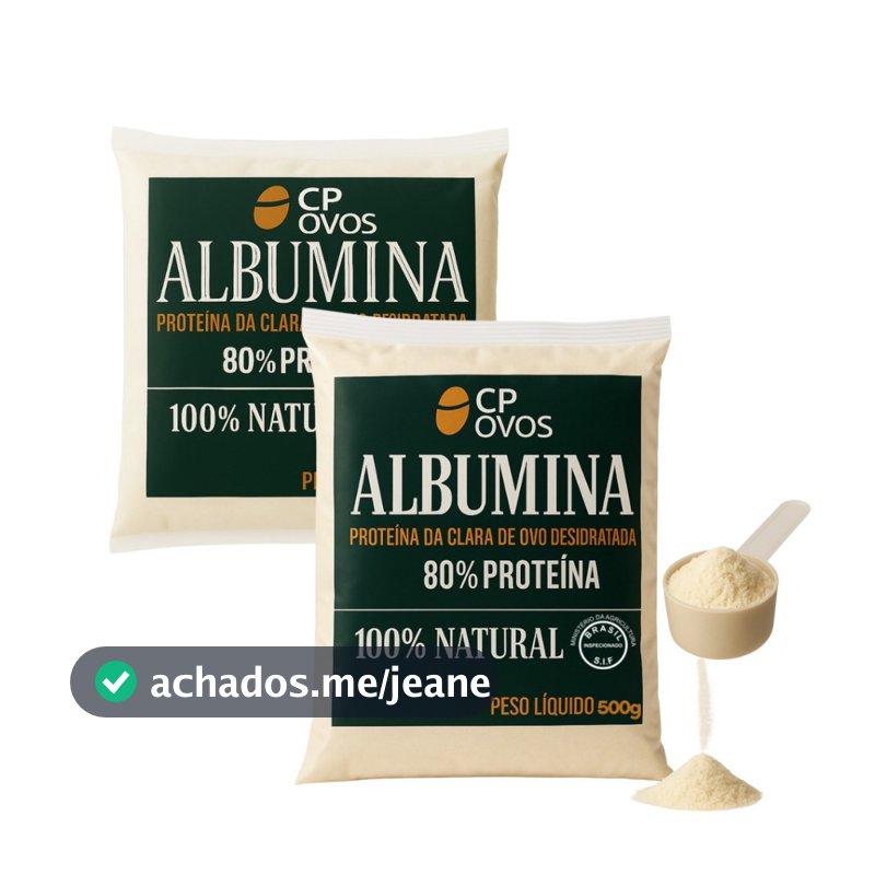 Albumina Pura CP Ovos 1kg – 80% Proteína Suplemento em Pó para Ganho de Massa Muscular e Recuperação