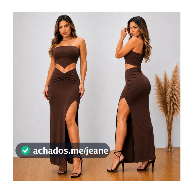 Conjunto Lana Saia Com Fenda Moda Gringa Suplex Premium