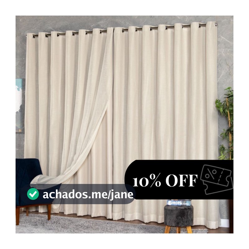 Cortina Voil Gaze De Linho Com Forro Blackout 6,00 x 2,30/ 2,40/ 2,50/ 2,60/ 2,70/ 2,80 VARAO