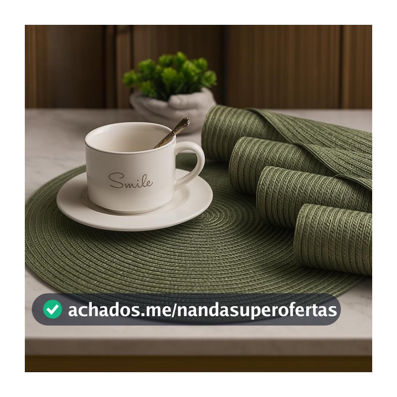 Kit 4 ou 6 Jogo Americano Tapete De Mesa Posta Redondo Design Elegante Impermeável 38cm