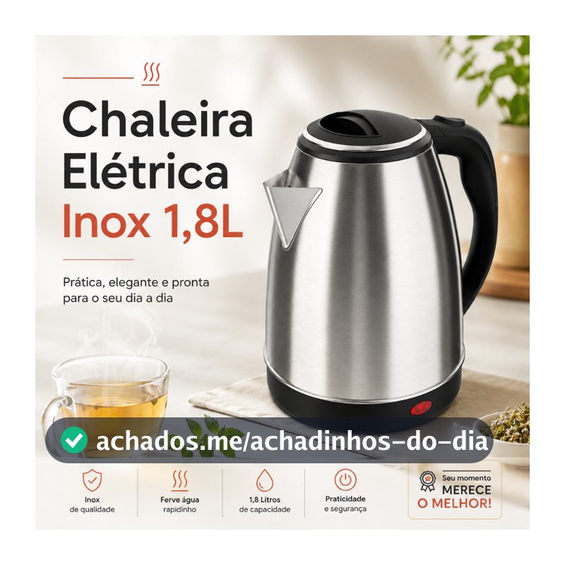 STARTOOLS Chaleira Jarra Elétrica 110V ou 220V 1.8 Litros Inox Prateada