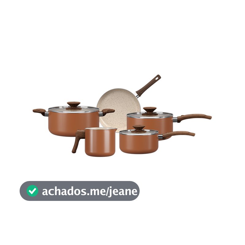 Jogo de Panelas Brinox Ceramic Life Primea 5 Peças Cappuccino