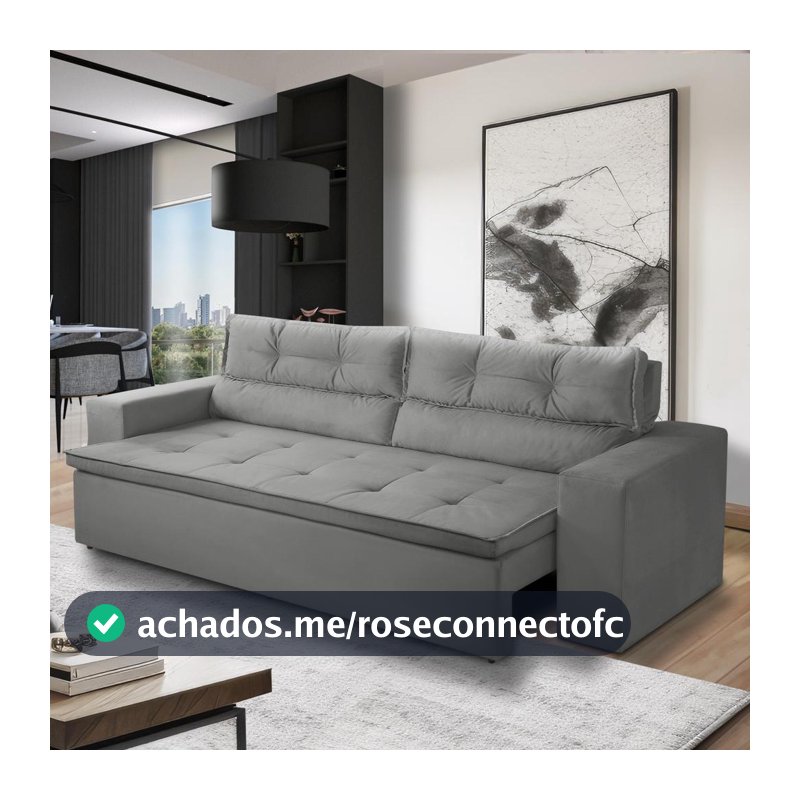 Sofá Retrátil e Reclinável 3 lugares com Molas 1,80m Vegas Suede Adonai Estofados