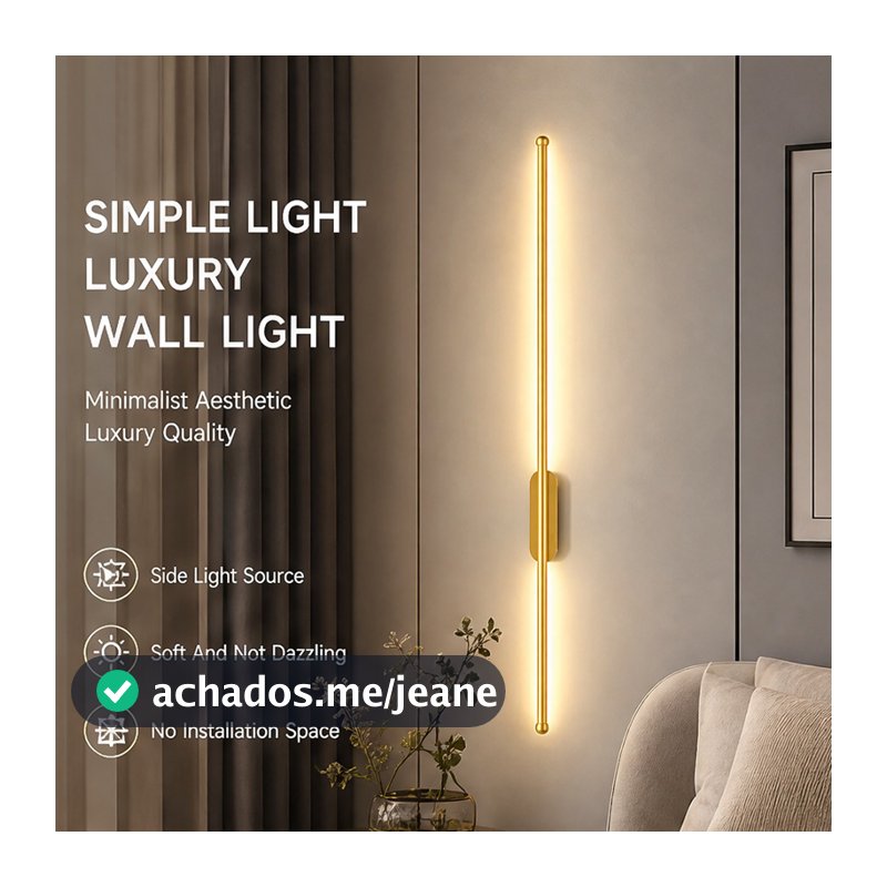 Arandela LED Linear Longa Minimalista Luz Lateral Suave e Não Cegante Bivolt Ideal para Quarto e Sala