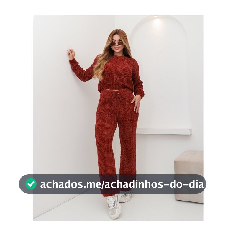 Conjunto Feminino Tricot  Suéter Mousse Blusa e Calça Confortável Inverno 3RD SD3015