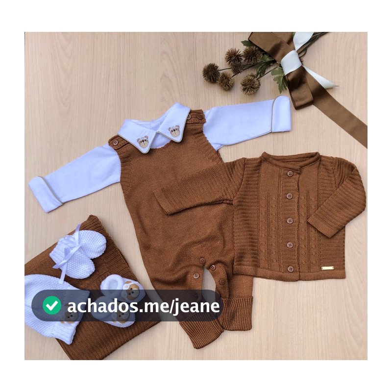Saída De Maternidade Menino Alex Tricot 7 Peças Tema Urso Aviador