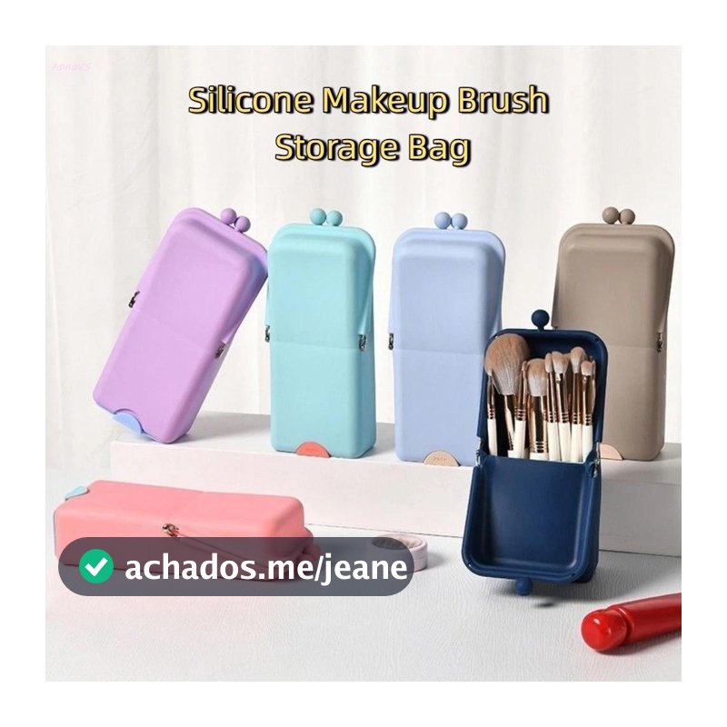 Bolsa De Pincéis Cosméticos ADAMES , Armazenamento De Pincel De Maquiagem À Prova D'água De Silicone , Suporte De Grande