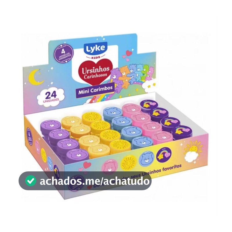 Mini Carimbos Coloridos Ursinhos Carinhosos Caixa C/ 24 Unidades Papelaria Fofa Presente Lyke