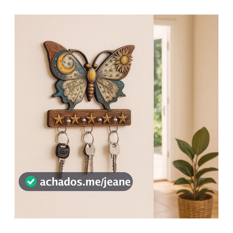 Porta-Chave Decorativo de Parede - Borboleta 22x18,8cm (Não é relevo)