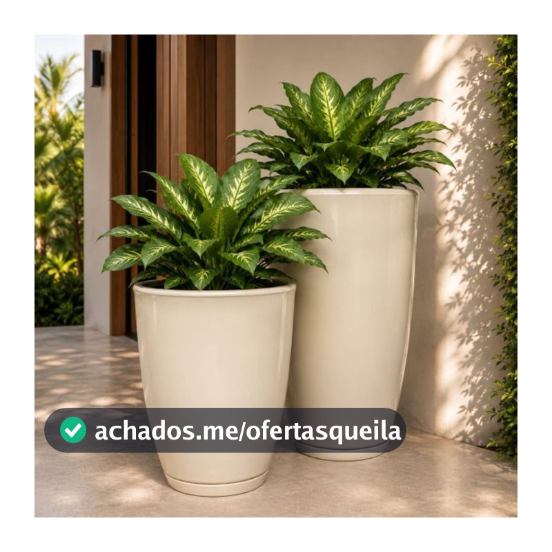 Kit 2 Vasos de Polietileno Cone Bojo Polido 1 e 2 Para Plantas Resistente Impermeável com Prato Coletor