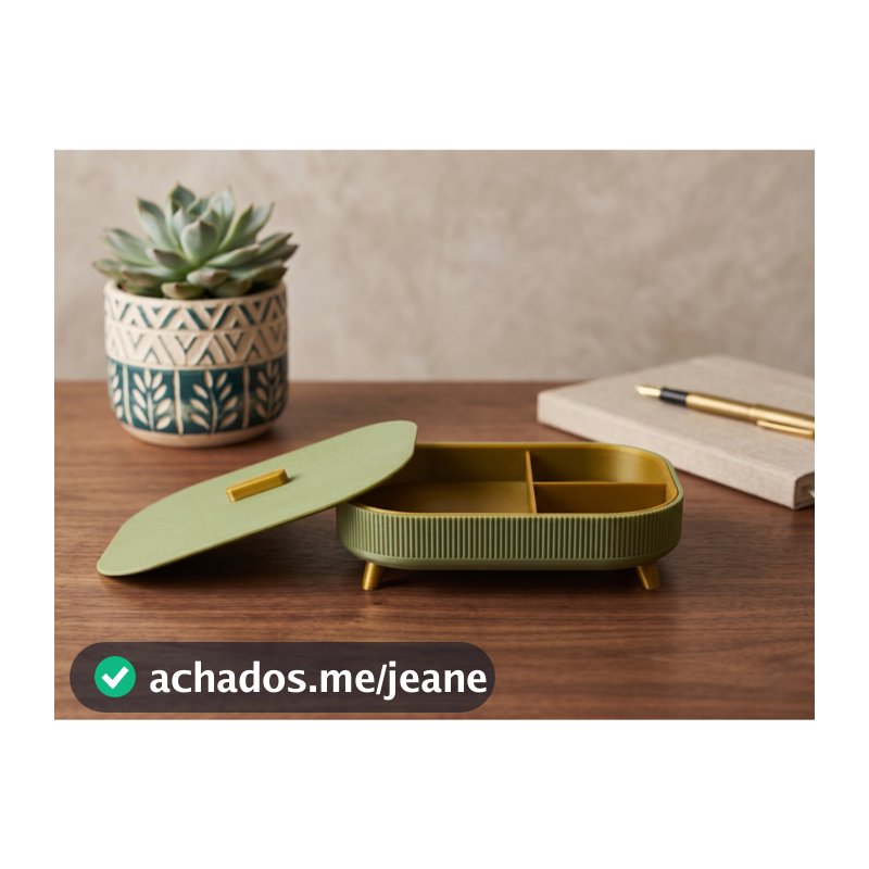 Decoração- Caixa Organizadora Decorativa Minimalista | Porta-Objetos com Divisórias e Acabamento Ripado