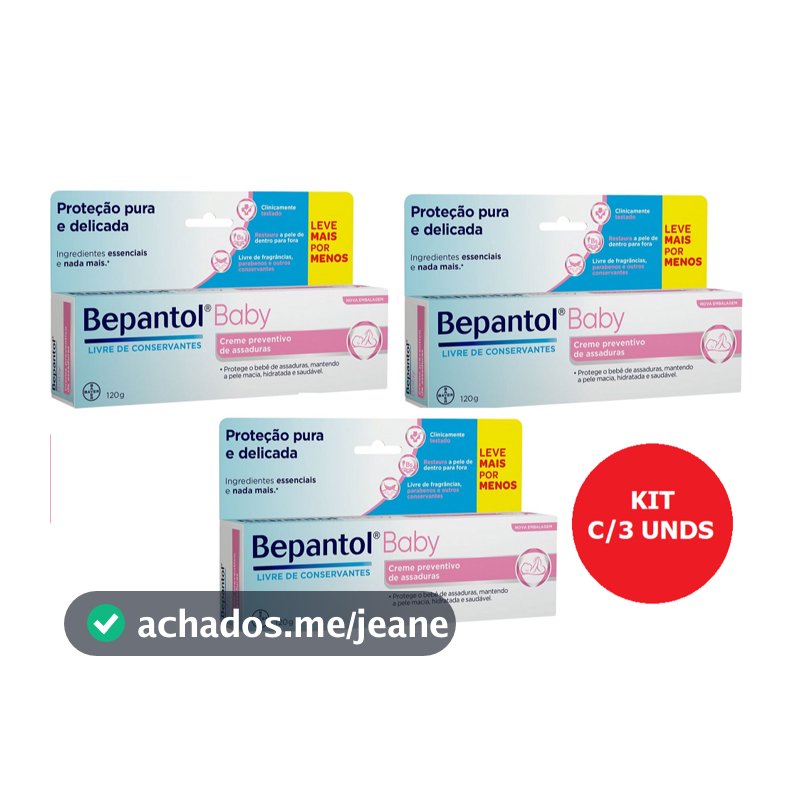KIT C/3 Bepantol Baby Creme 120G - Pomada De Assadura Original