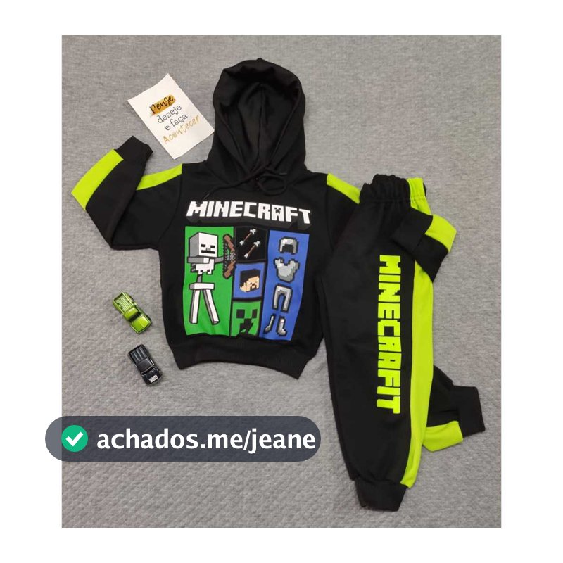 Conjunto Infantil Criança Mine Craft Roupa Infanto Juvenil Menino Masculino Inverno Frio Calça Casaco Moletinho