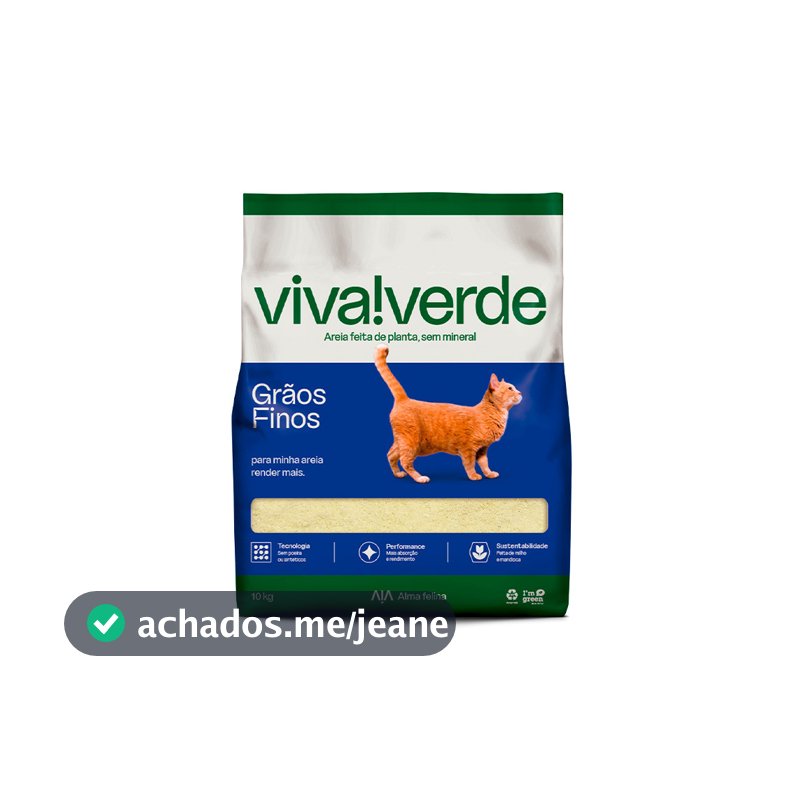 Areia Higienica Viva Verde Graos Finos para Gatos - 10Kg
