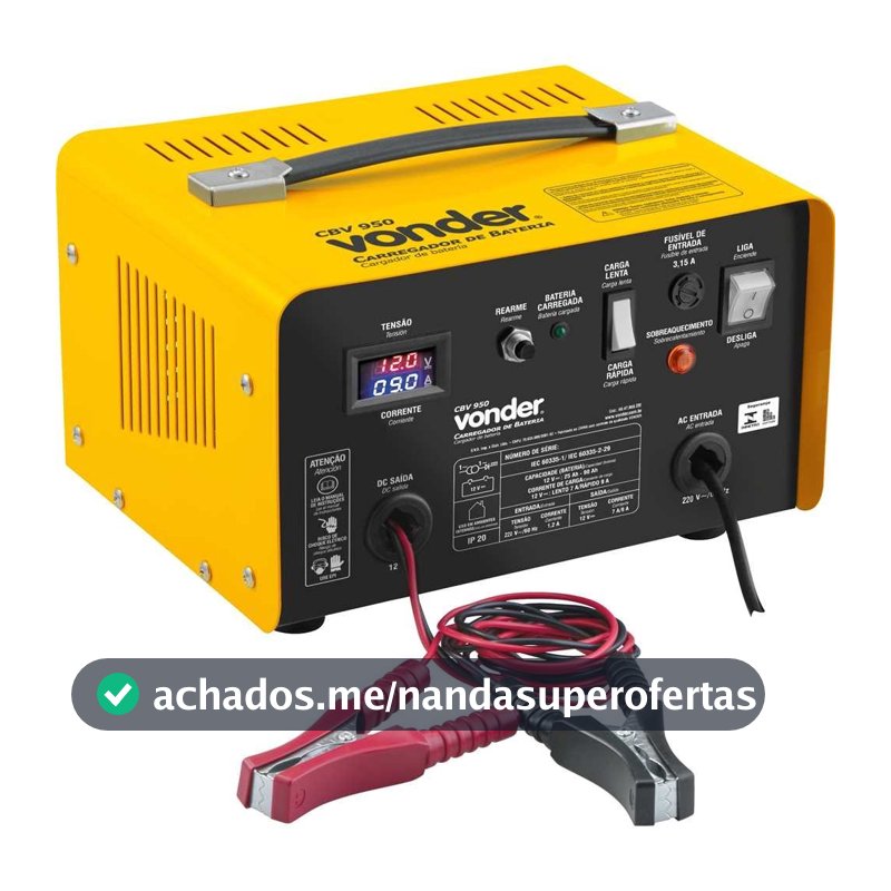 Carregador De Bateria Automotivo 25-90ah 12v CBV950 220V - Vonder