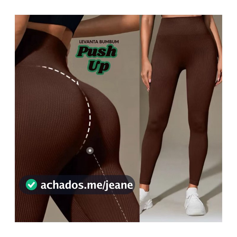 Calça Legging Canelada de Cintura Alta Sem Costura para Academia Feminina, Elástica e Fitness