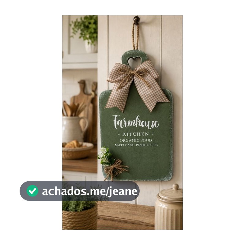 Tábua decorativa Farmhouse verde oliva.