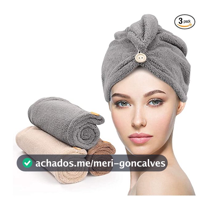 Kit 3 Toalha DeCabeloBanhoToalha Grossa Mágica MicrofibrasComBotãoAdequado ParaCabelos Secos RapidamenteCor Aleatória