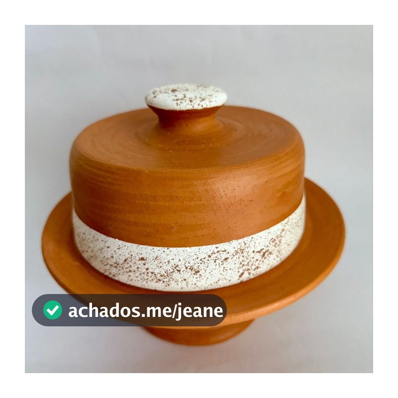BOLEIRA / QUEIJEIRA EM CERÂMICA ARTESANAL