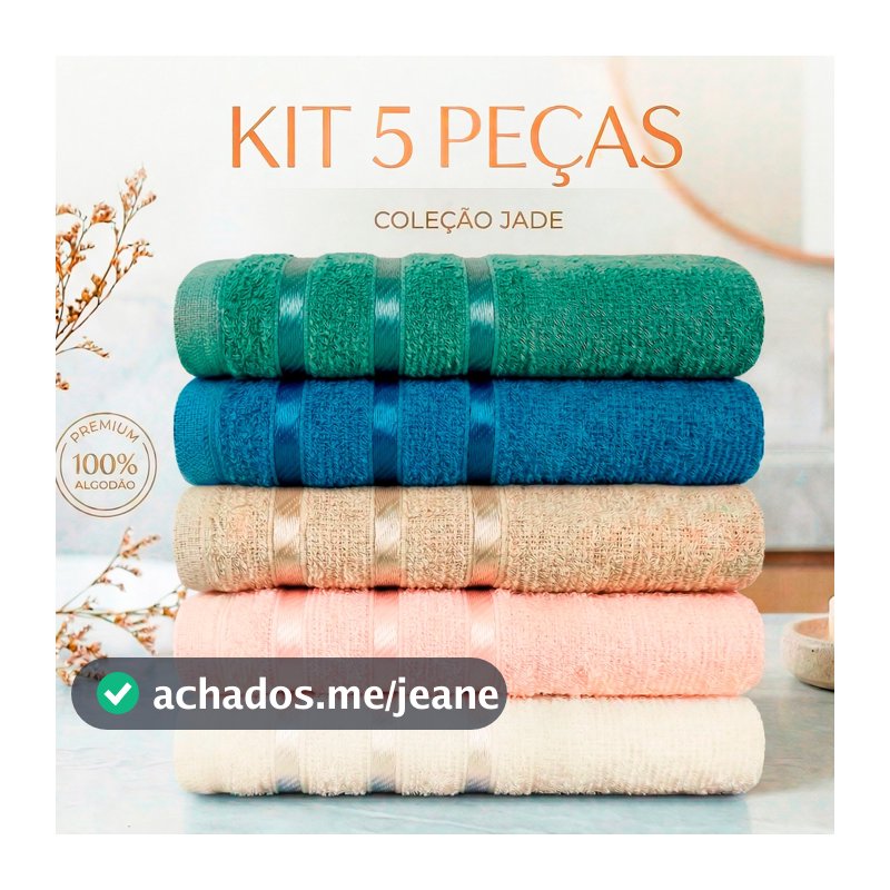 Kit 5 Toalhas de Rosto Jade 45x60 Custo Benefício Algodão