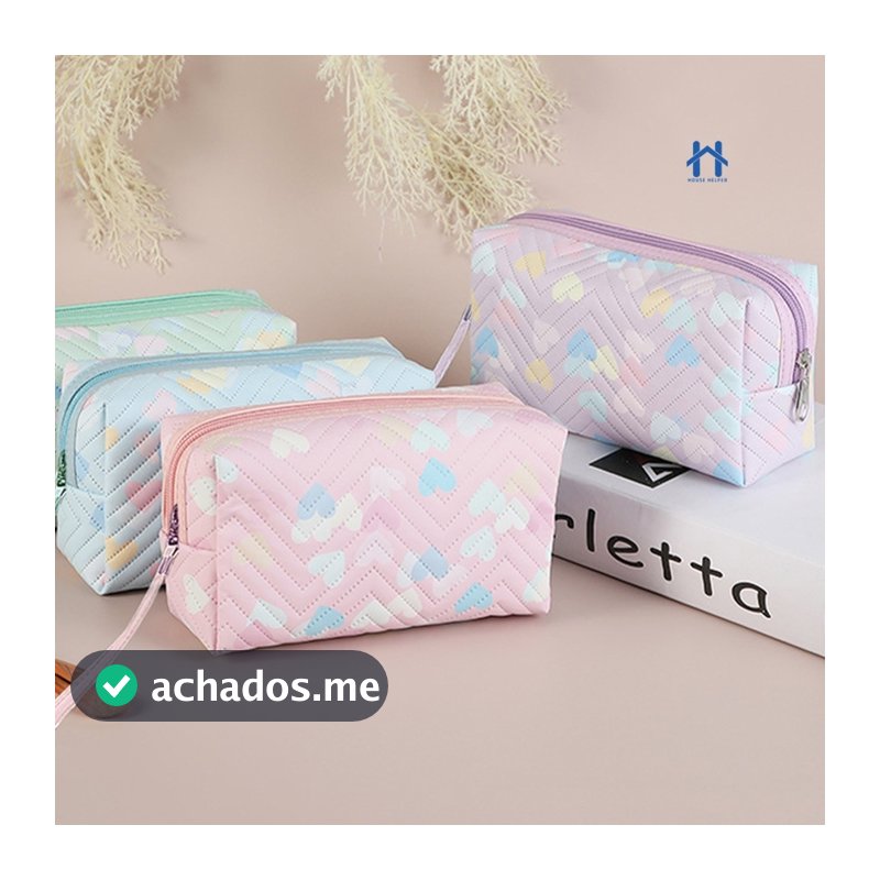 Bolsa de Maquiagem Feminina Estampada para Organizar e Armazenar Acessórios e Cosméticos
