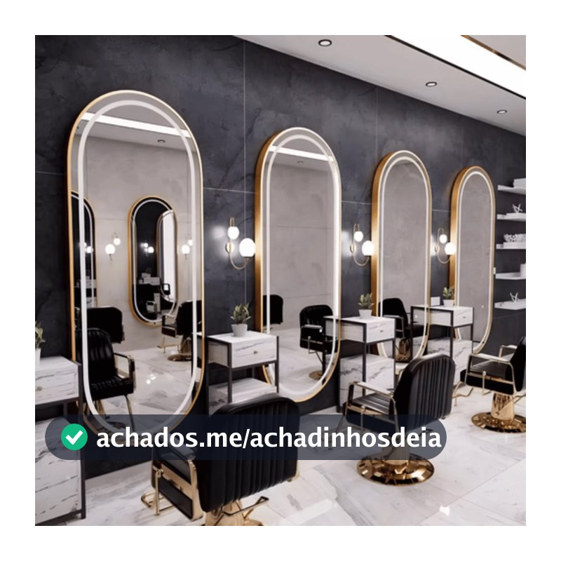 Espelho Temperado Lopazzi Base Reta 170X70 com Suporte de Chão + LED 3 Intensidades Jateado Quarto Sala