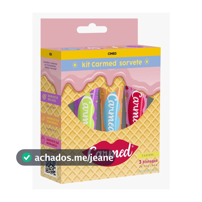 Carmed Hidratante Labial Sorvete Smurfs Blueberry Sos Algodão Doce Água De Côco Fini Amoras Variados 10g