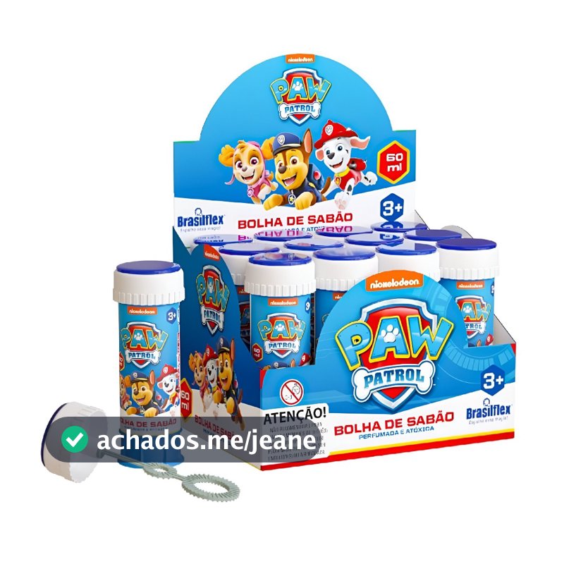 Bolha de Sabão Caixa C/12/24/48 Unidades 60ML C/JOGO Patrulha Canina Personagens