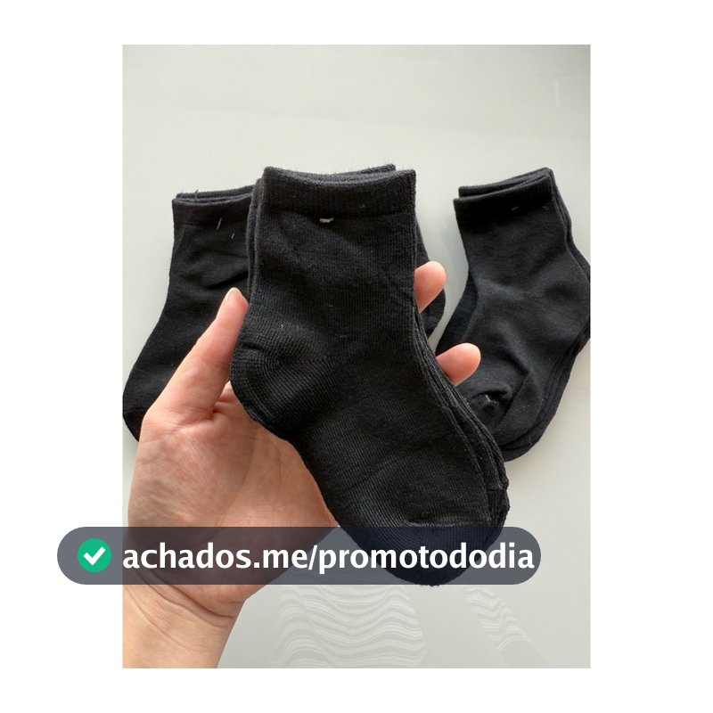 Kit Meia Preto/Branco Infantil unisexx Cano Alto Basica 2-10 ANOS