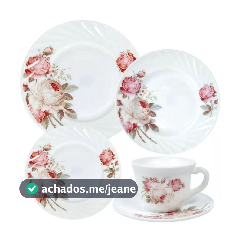 Aparelho De Jantar C/ Xicaras Chá Estampado Opaline 20 Peças