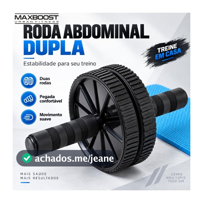 Roda de Exercício Abdominal Ab Wheel Reforçado Rolo Fitness Core Abdômen Braços Maxboost