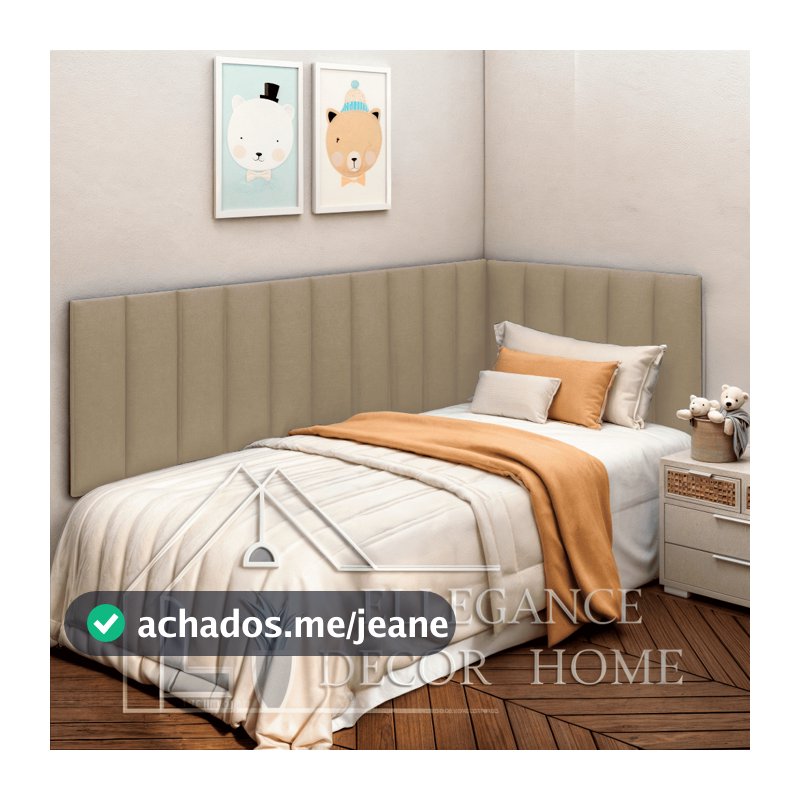 Kit Cabeceira em L Adesiva Estofada Para Cama de Solteiro, Casal, Queen e King - Envio Imediato
