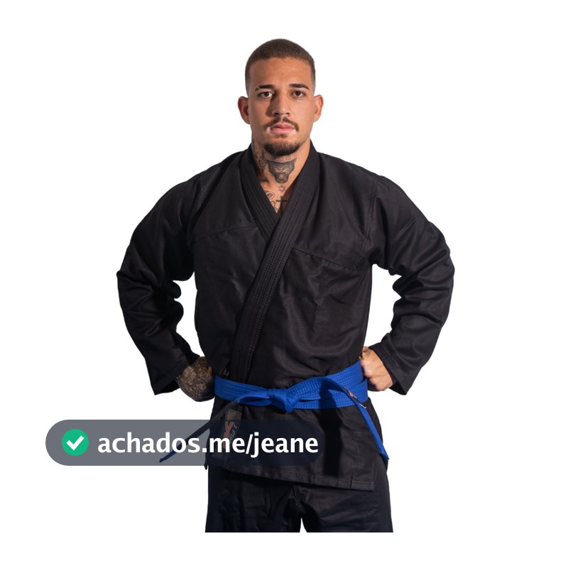 Kimono Jiu-Jitsu Judô Adulto Preto Reforçado 1 Fit