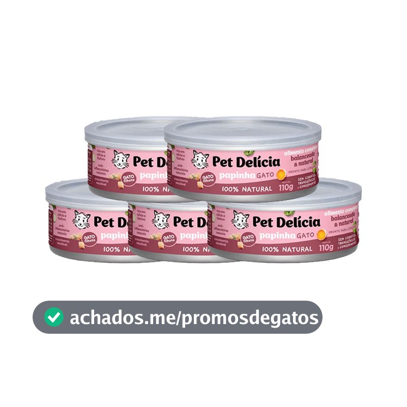 Kit 5 Ração Úmida Pet Delícia Gatos Filhotes Papinha de Frango